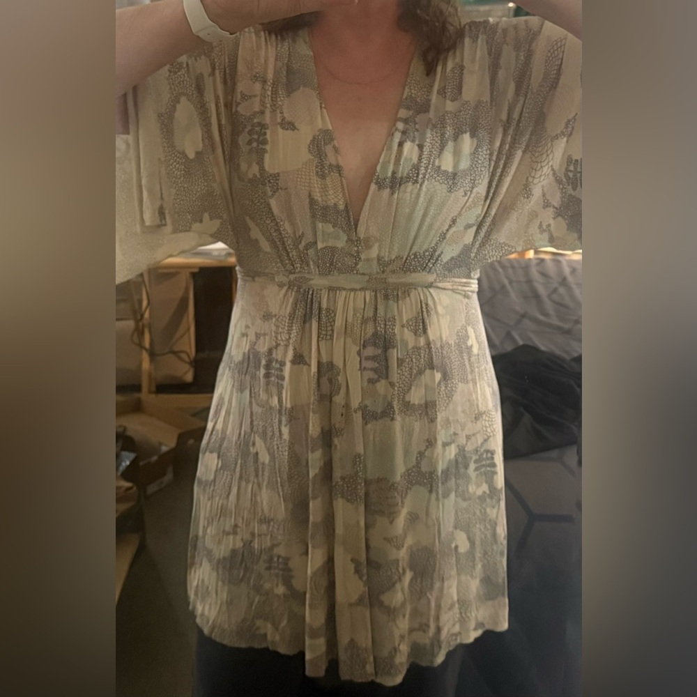 Rachel Pally Cream and Gray Long Sleeve Dress